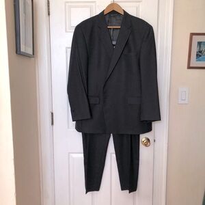 Saks Zegna Suit Fifth Avenue 2Pc Gray Blue Wool Suit Formal sz 50 made in Italy